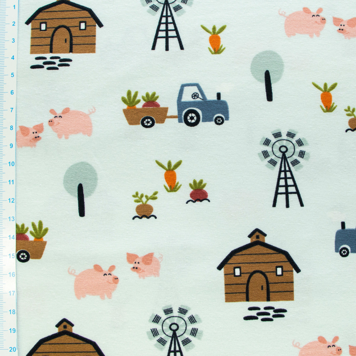 Jersey Baumwolle - Bauernhof - hellblau