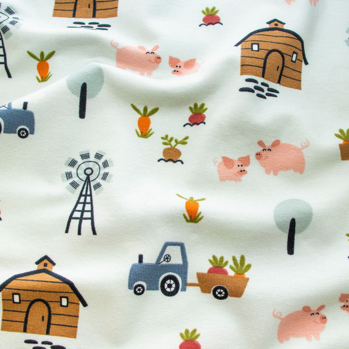 Jersey Baumwolle - Bauernhof - hellblau