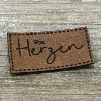 Label Kunstleder KDS - Von Herzen  - braun