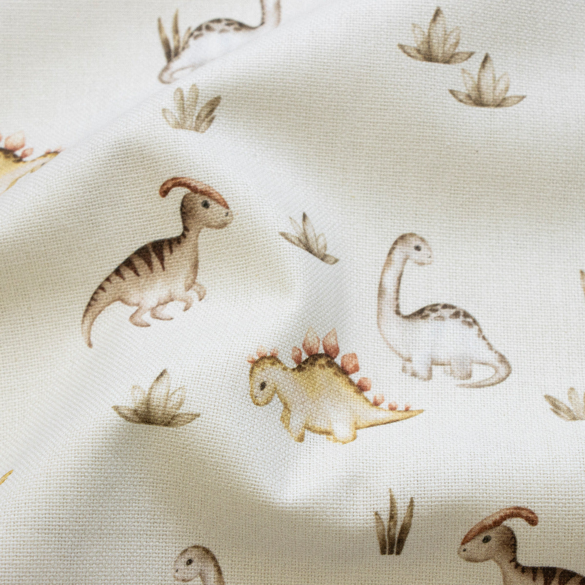 Canvas in Leinenoptik - Dino-Familie - wollweiß