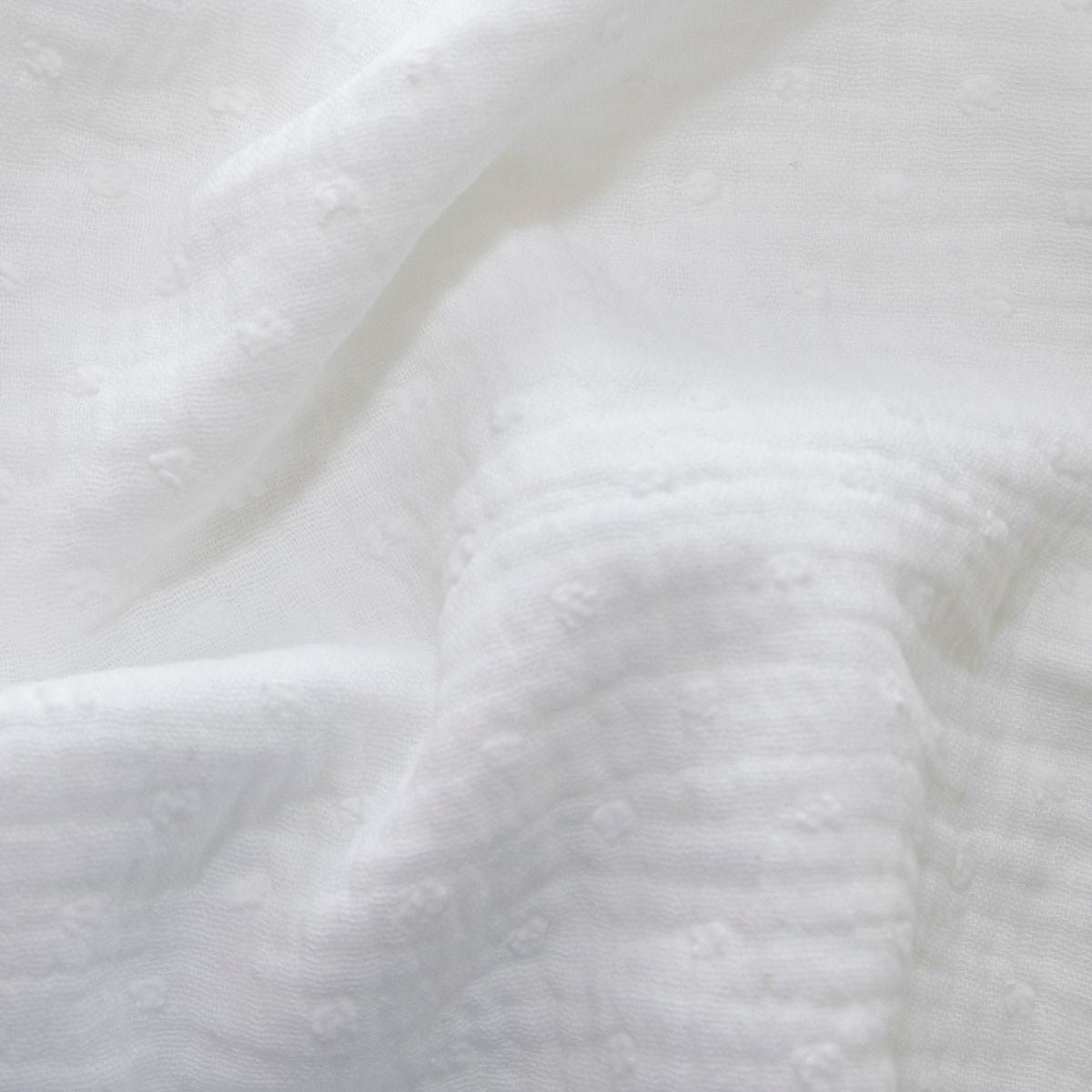 Musselin Baumwolle Double Gauze Dobby - kleine Pünktchen - weiß