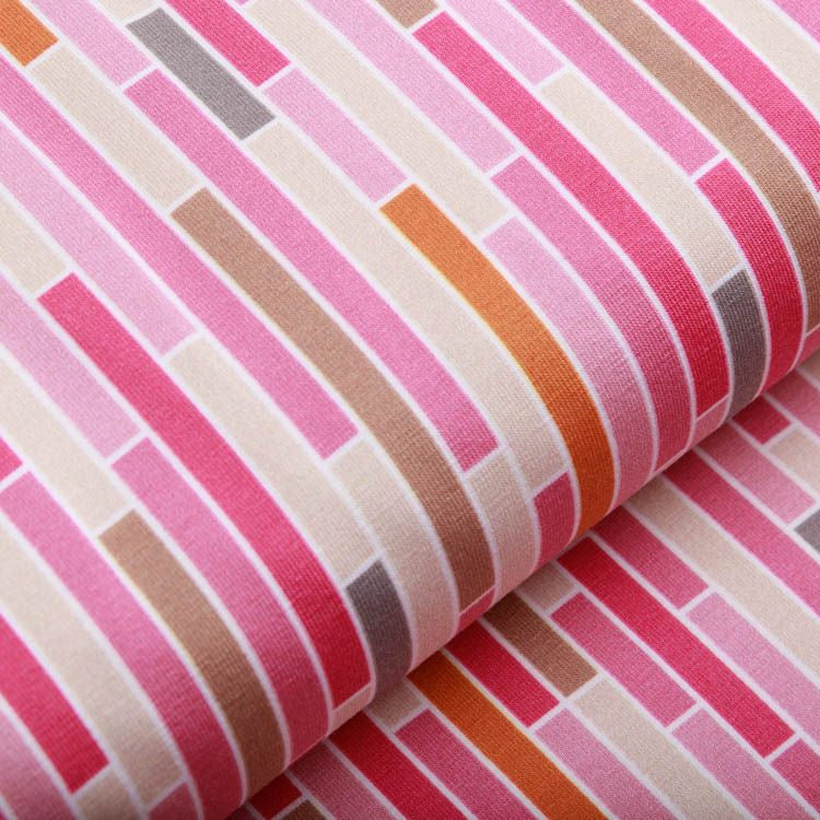 Jersey Swafing Woody by Steinbeck - Mosaikstreifen - rosa/beige/ocker