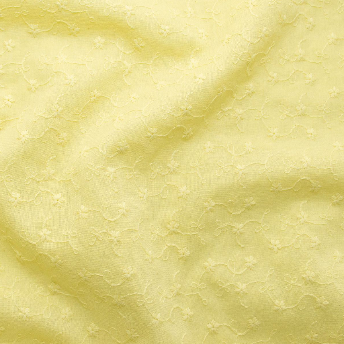 Webware Baumwolle mit Bogenkante Swafing Simone - Blütenstickerei - gelb