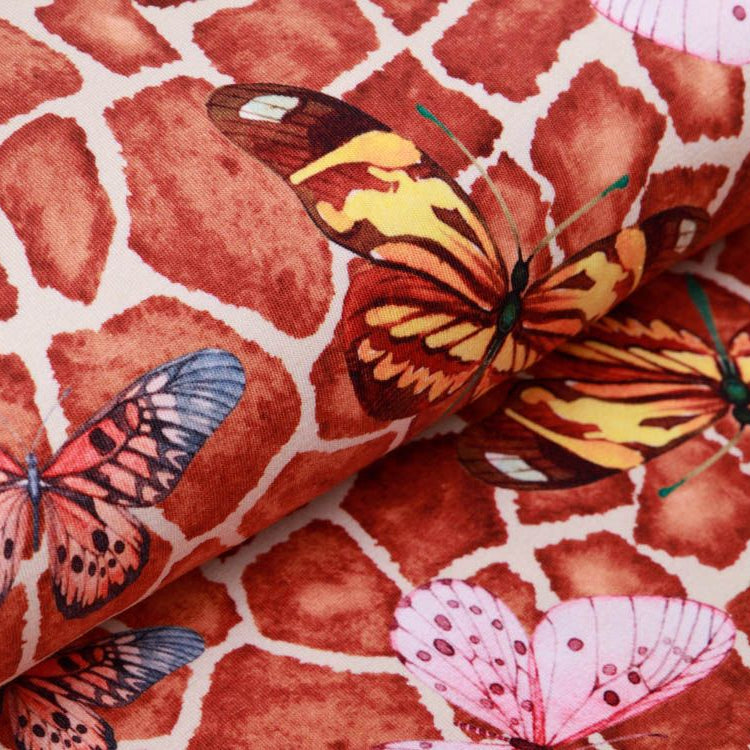 Jersey Digitalprint Stenzo - Animalprint-Giraffen und Schmetterlinge - beige
