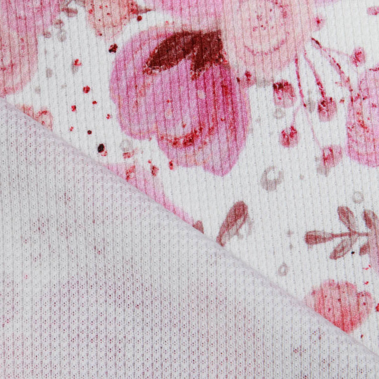 Jersey Waffelstrick Digitaldruck - Blumensträuße auf Waffeloptik