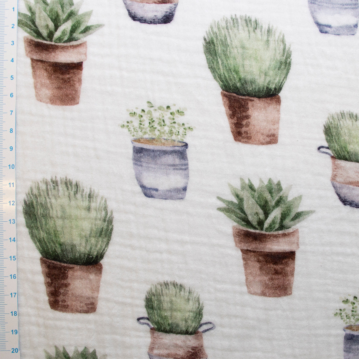 Musselin Baumwolle Double Gauze Swafing Thea - Blumentöpfe - weiß