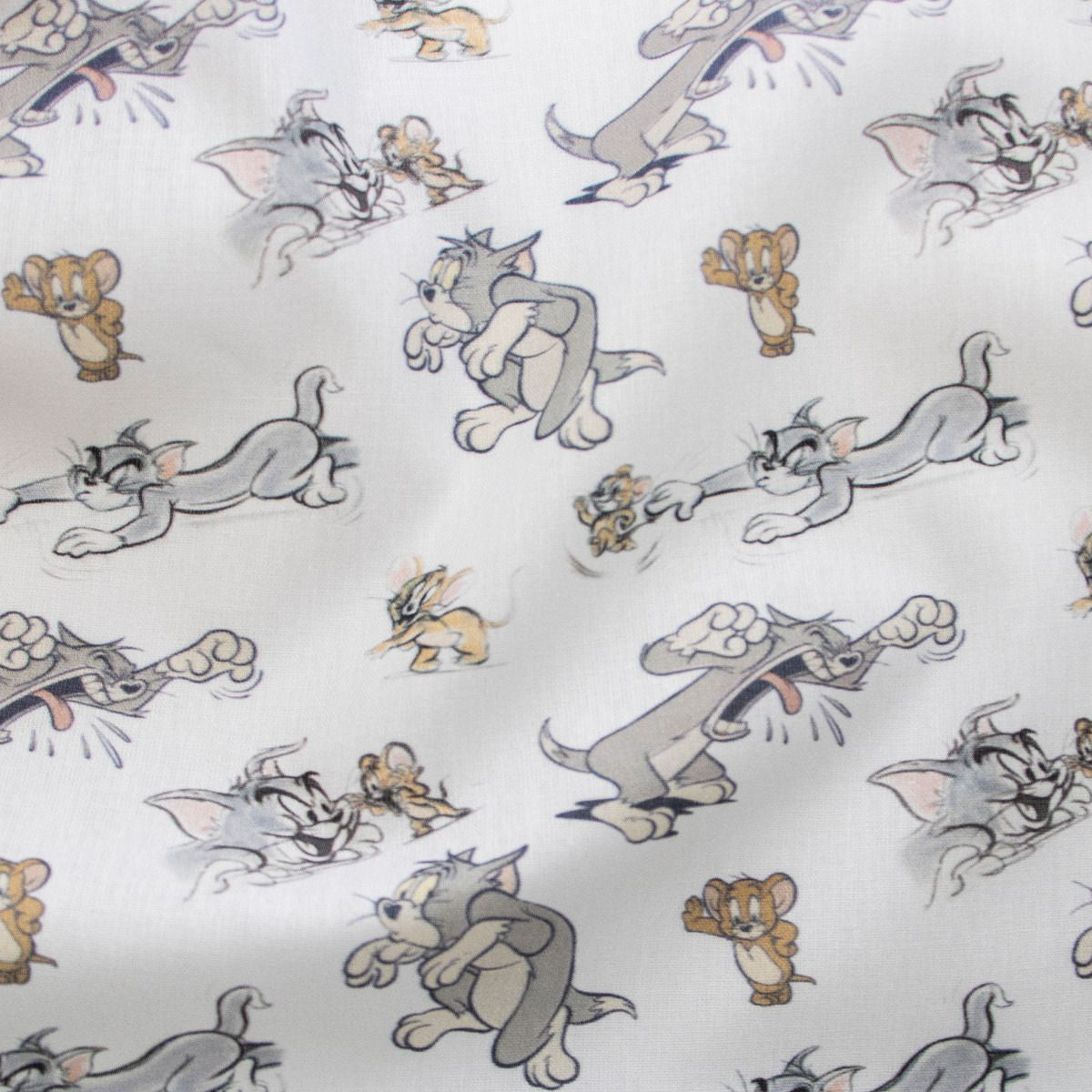 Webware Baumwolle Swafing Tom&Jerry - Tom und Jerry machen Quatsch - weiß