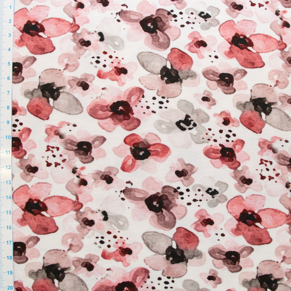 Jersey Baumwolle Swafing Madrid - Frühlingsblumen - weiß - rosa