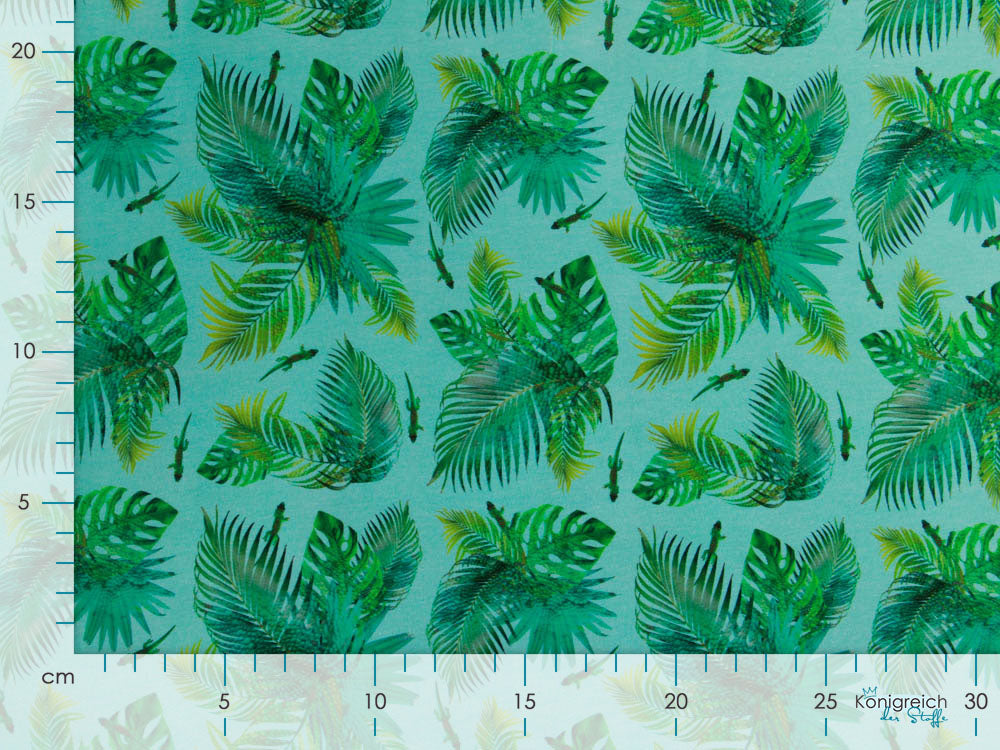 Jersey Digitalprint Stenzo - Blätter und kleine Leguane - mint