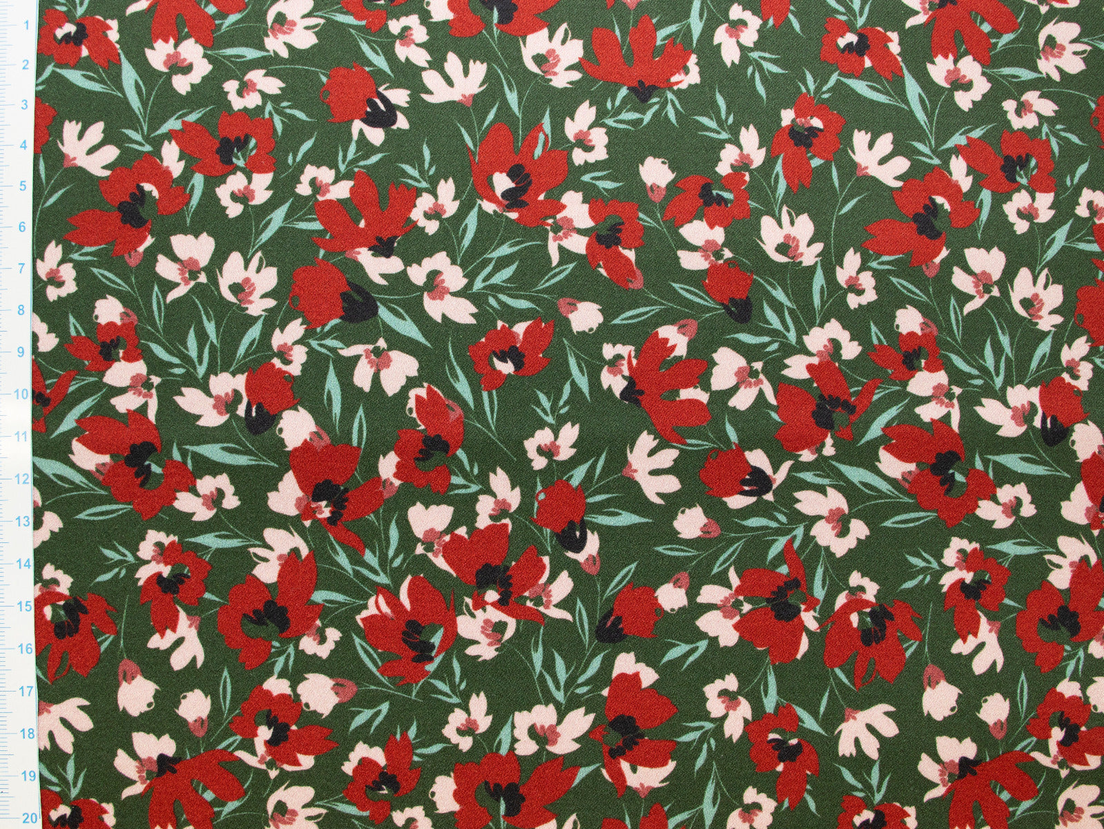 Webware Baumwollsatin Swafing Martha - Blumen - dunkelgrün