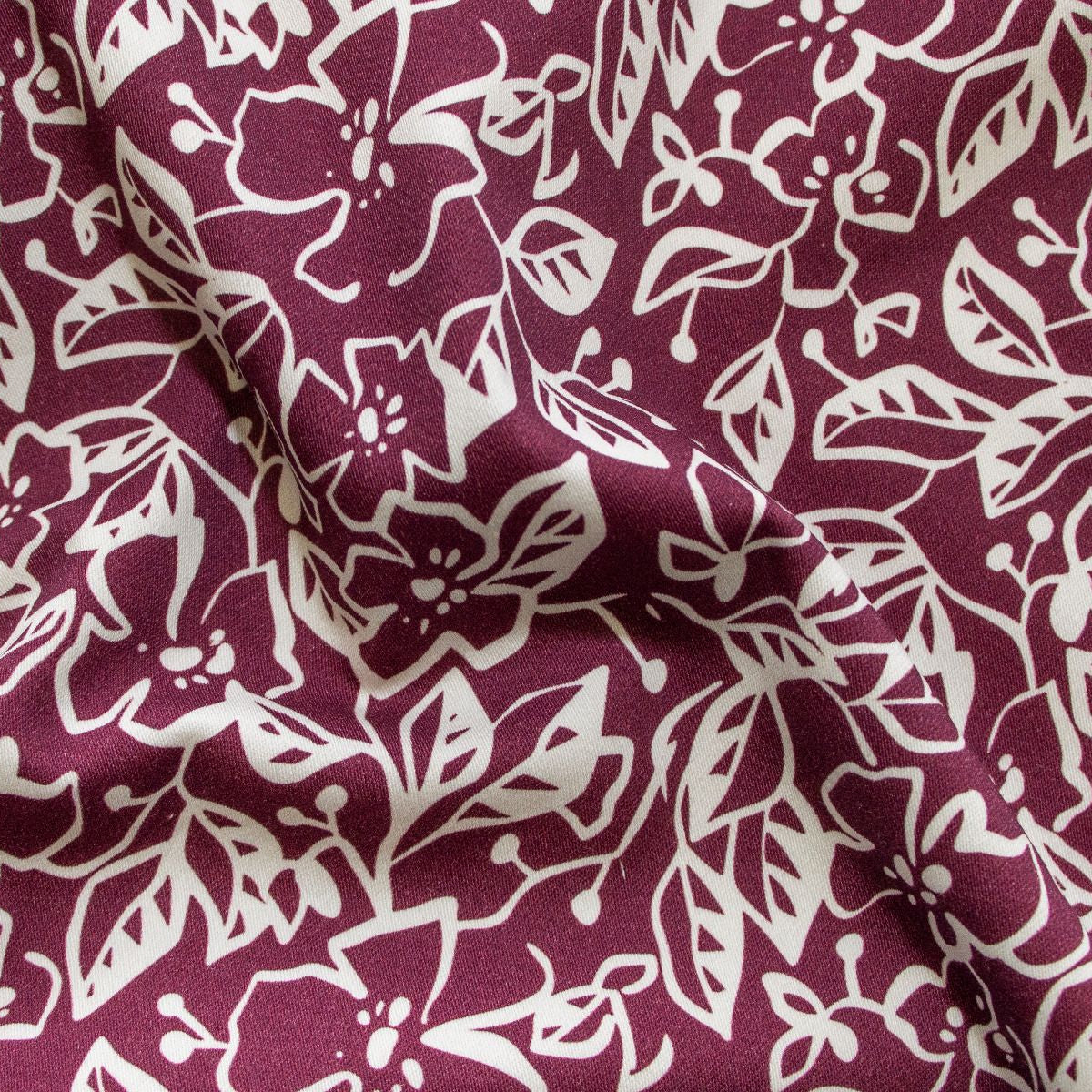 Webware Baumwollsatin Swafing Martha - Blumen - dunkles pink