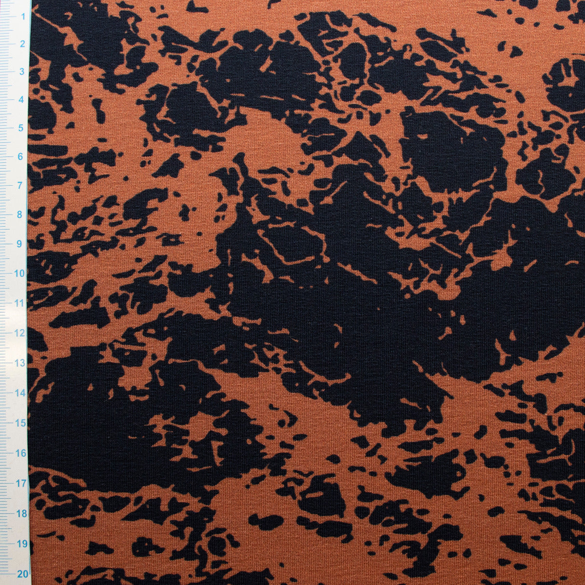 French Terry Swafing - Ola by Käselotti - abstraktes Muster - terracotta - dunkelblau