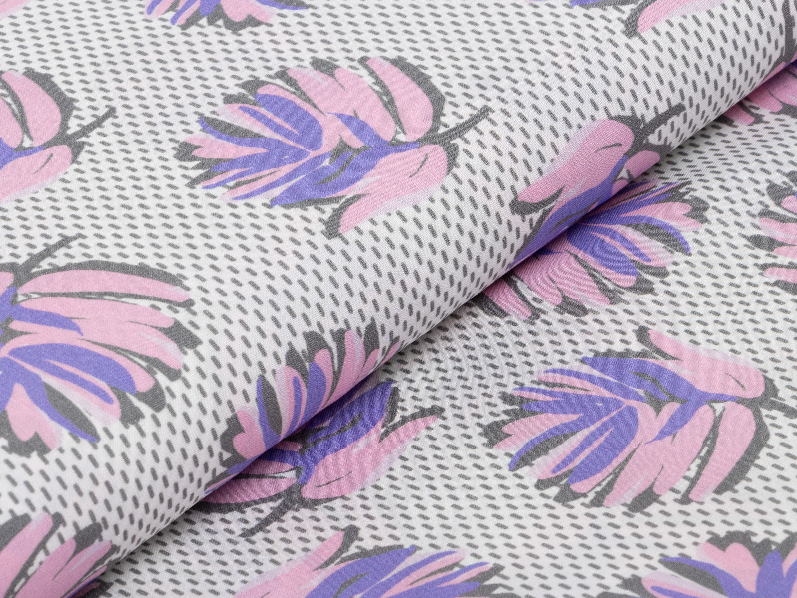 Webware Viskose - fallende Blätter auf Strichen - weiß