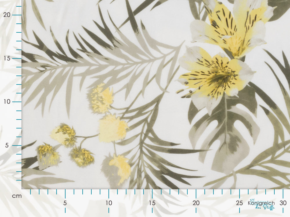 Webware Viskose - Lilien - weiß