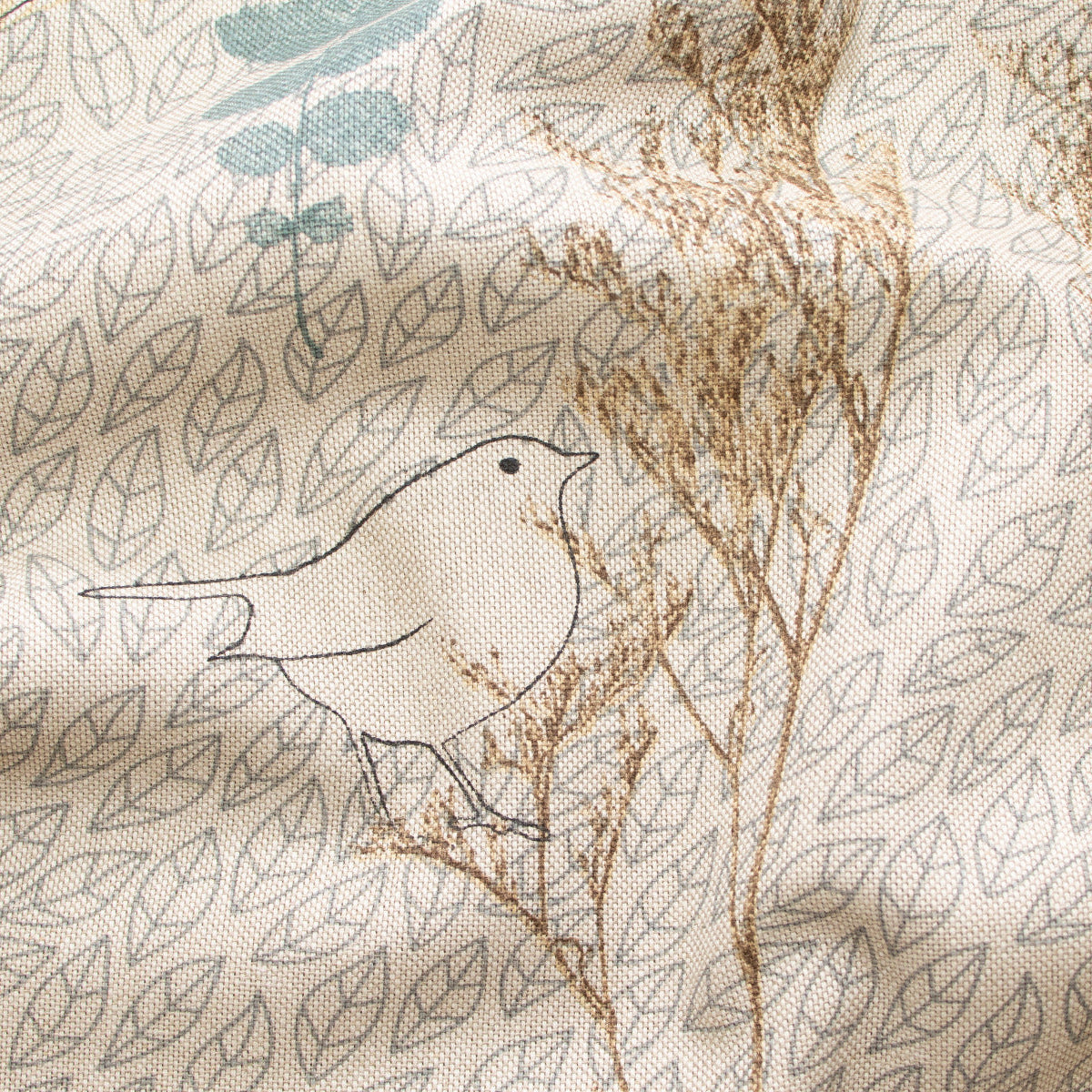 Dekostoff Half-Panama Leinenoptik -  Vögel - Sand