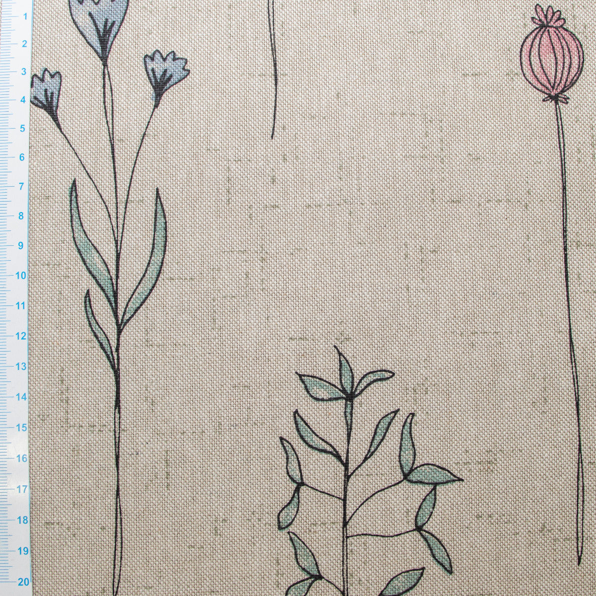 Dekostoff Half-Panama Leinenoptik - Verschiedene Blumen - Sand