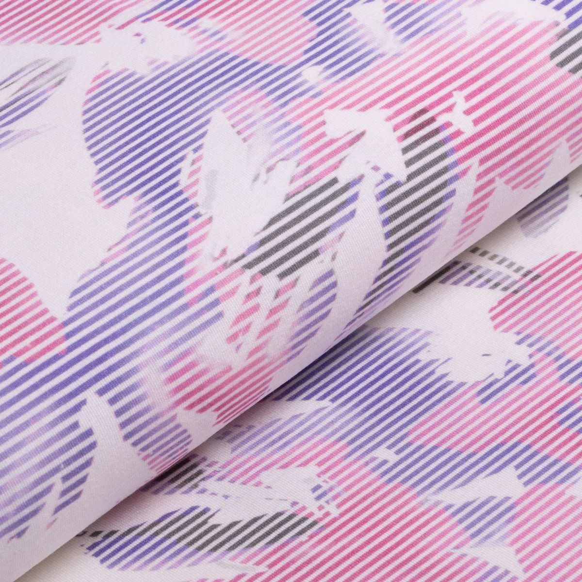 KDS Queen´s Collection Jersey Viskose - gestreifte Blätter - weiß