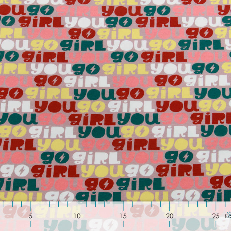 French Terry Stoff Swafing You go Girl by Käselotti - Wörter - altrosa