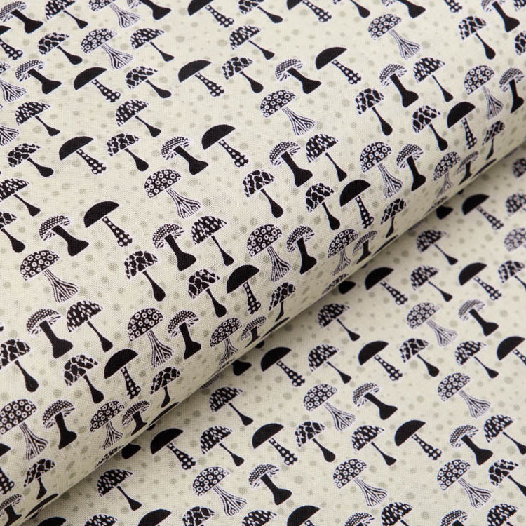 Webware Baumwolle Patchwork - kleine Pilze - pastellgrün