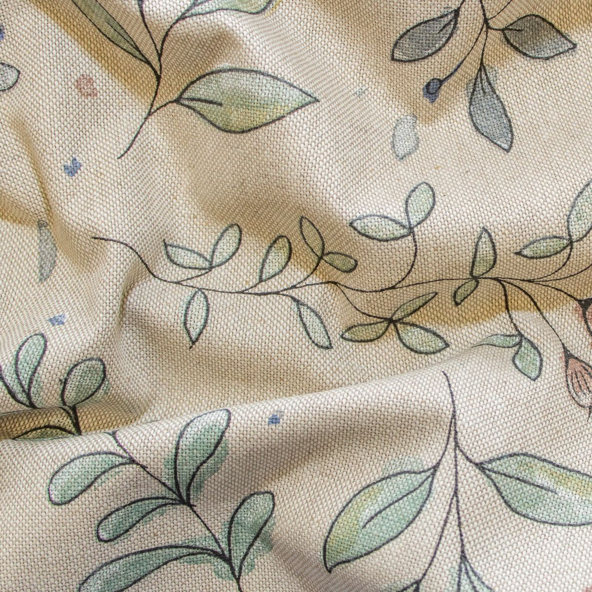 Dekostoff Half-Panama Leinenoptik - Zweige - sand