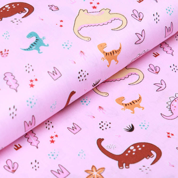 Twill Baumwolle - kleine und große Dinos - Rosa