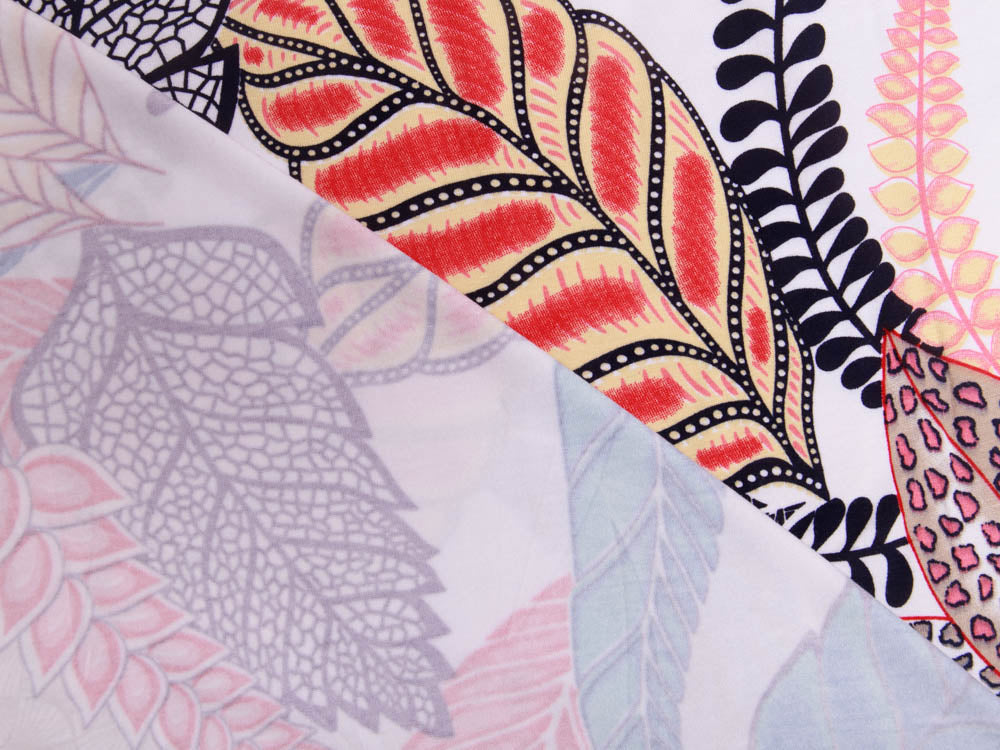 Jersey Viskose Swafing Selina - bemalte Blätter - weiß