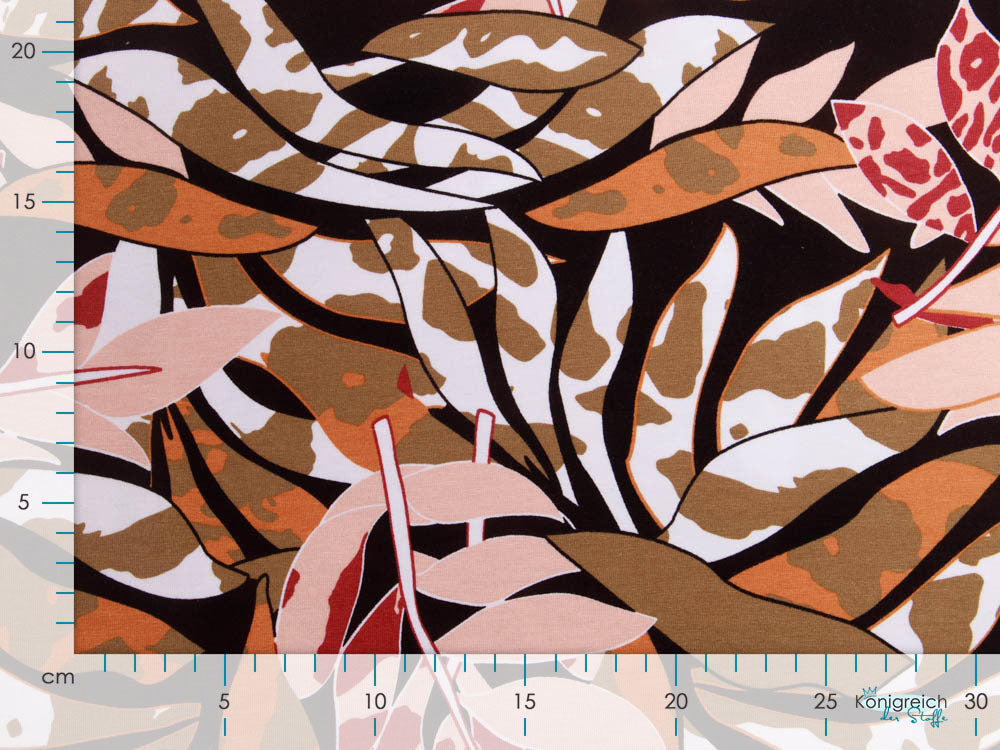 Jersey Viskose Swafing Selina - bunte Blätter - weiß