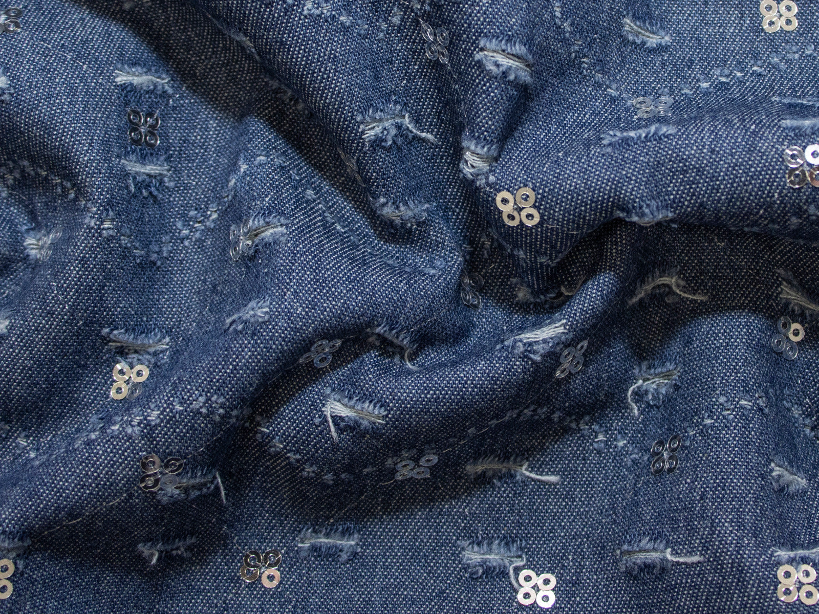 Denim Mix mit Pailetten - blau