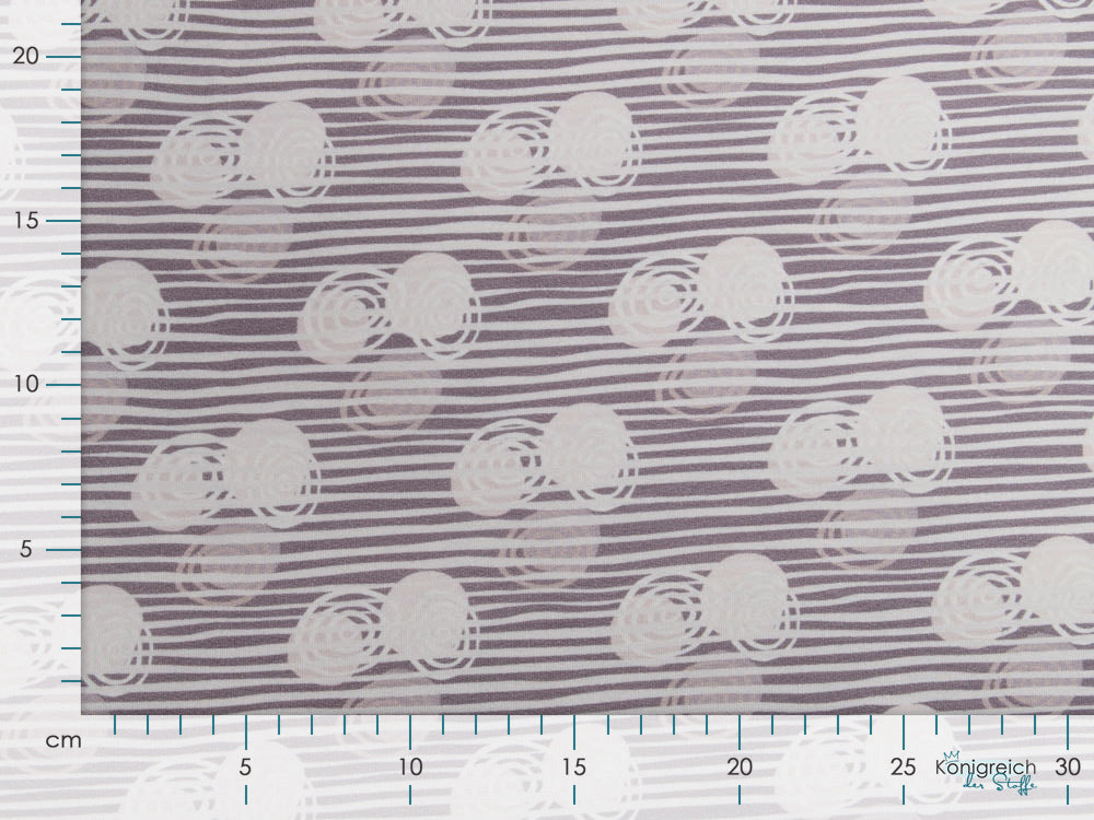 Jersey Viskose Crepe - Fräulein von Julie - Kreise auf Streifen - grau