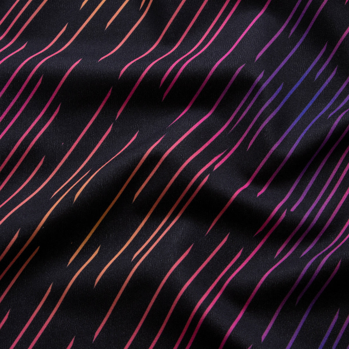 Elastischer Funktions- und Sportjersey Digitaldruck - Abstrakte Streifen - schwarz