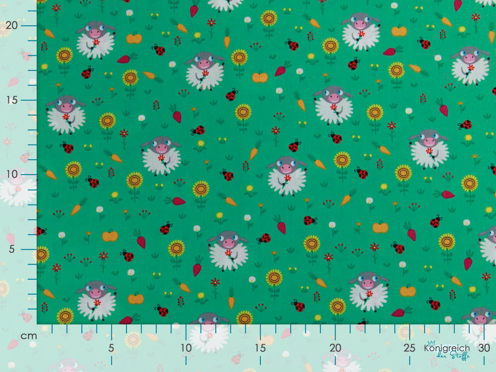 Webware Baumwolle Popeline - Schafe auf einer Wiese
