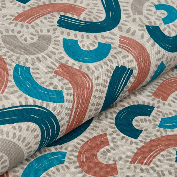 Dekostoff Leinenoptik - Abstraktes Wellen Muster - natur