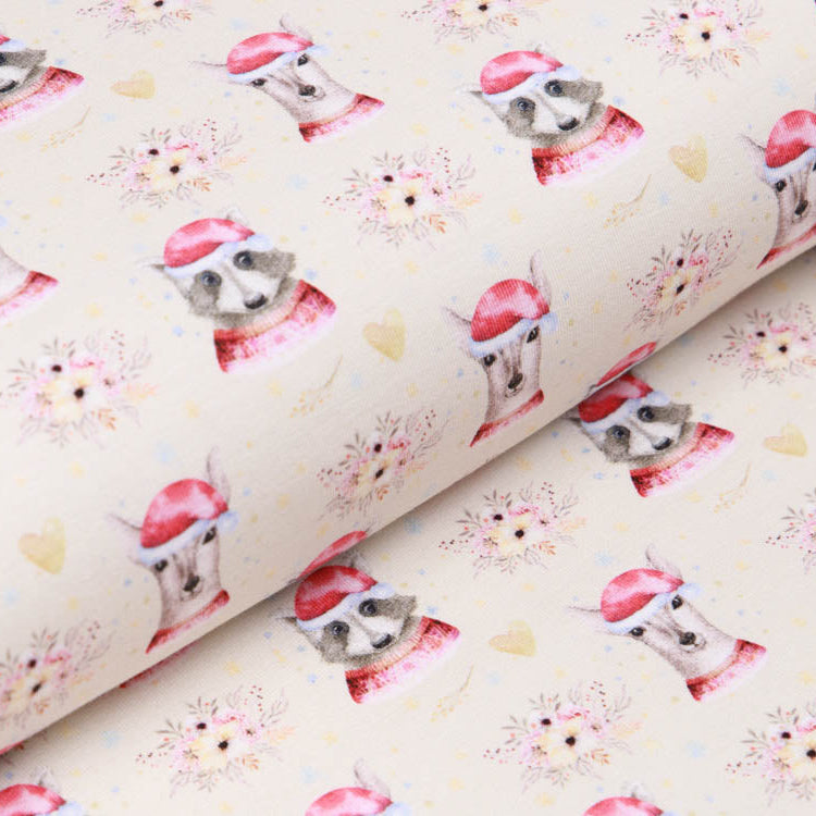 Sweat French Terry Fräulein von Julie - Rehe und Waschbären - Weihnachten