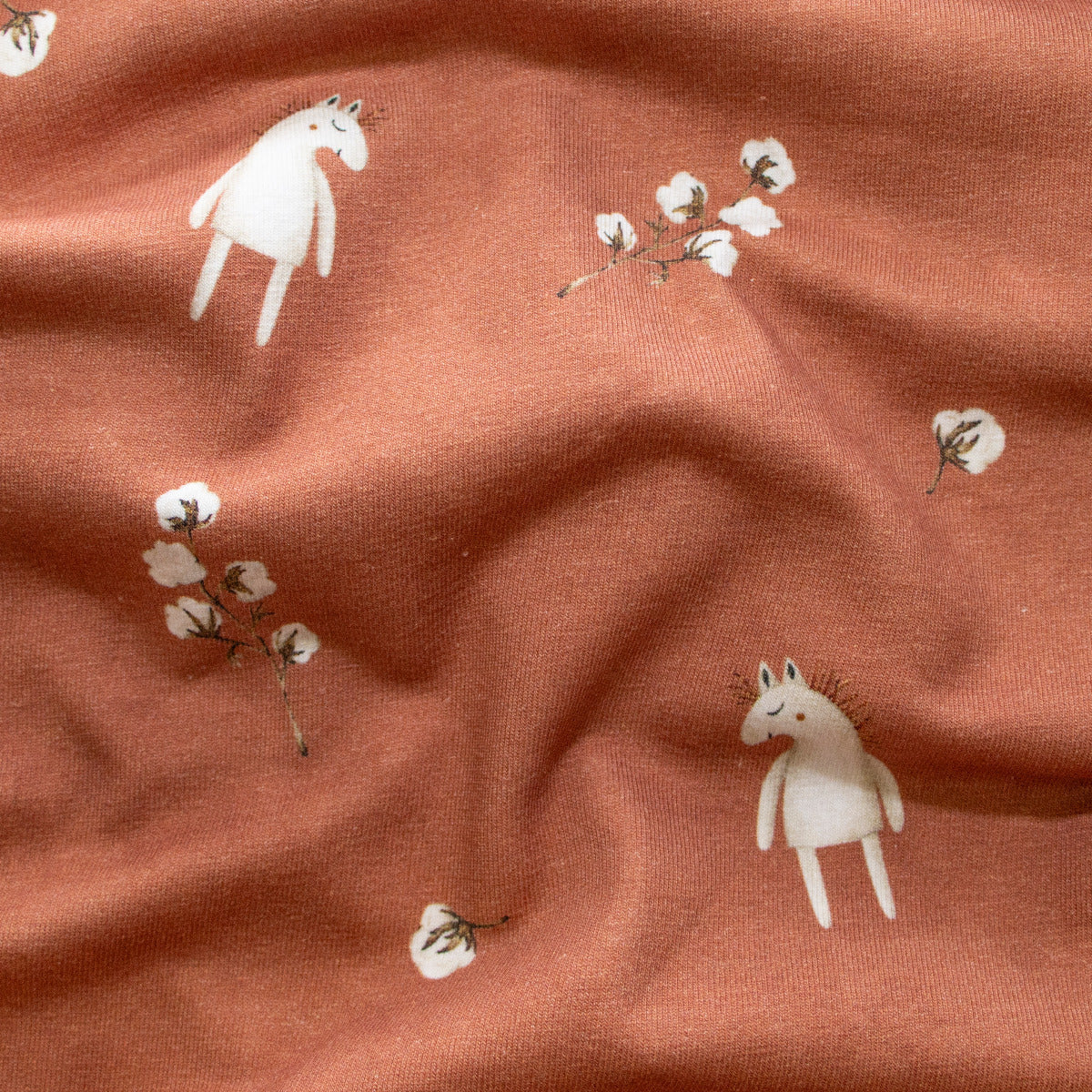 Jersey Baumwolle - Pferde - rotbraun