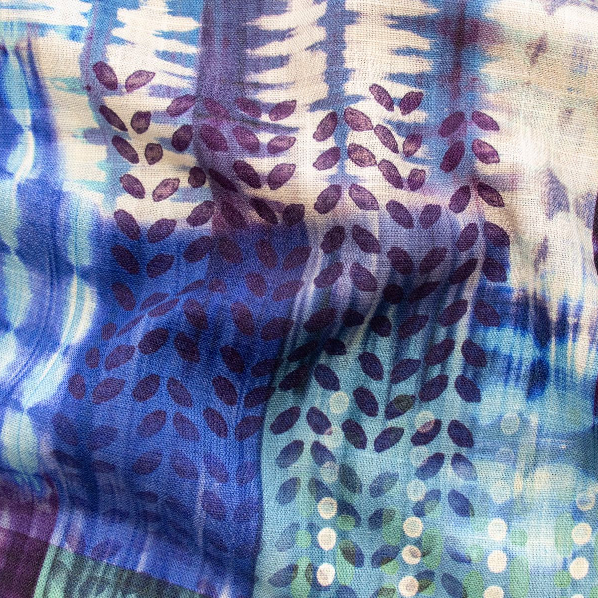 Webware Viskose Leinen - verschiedene Muster - blau