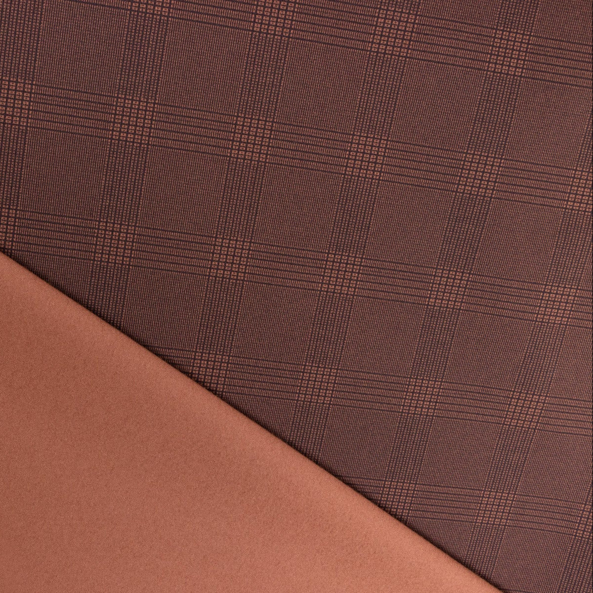 Hosen-Jackenstoff Webware bedruckt - Karomuster - rost/anthrazit