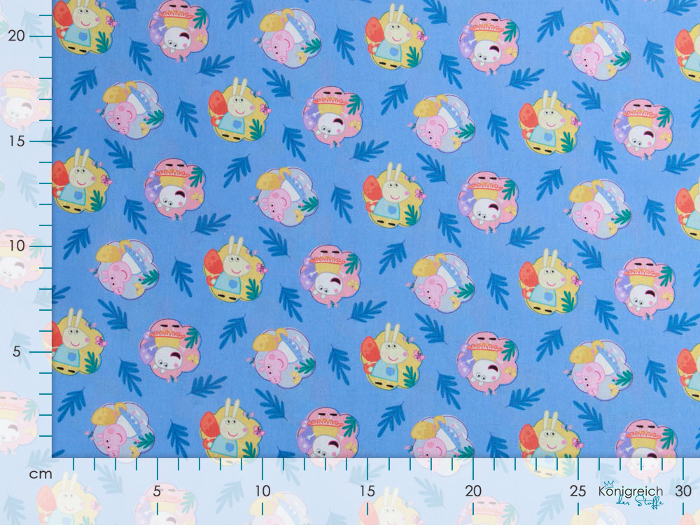 Webware Popeline Baumwolle Digitaldruck Peppa Wutz - Peppa und ihre Freunde im Schmetterlingskostüm - blau