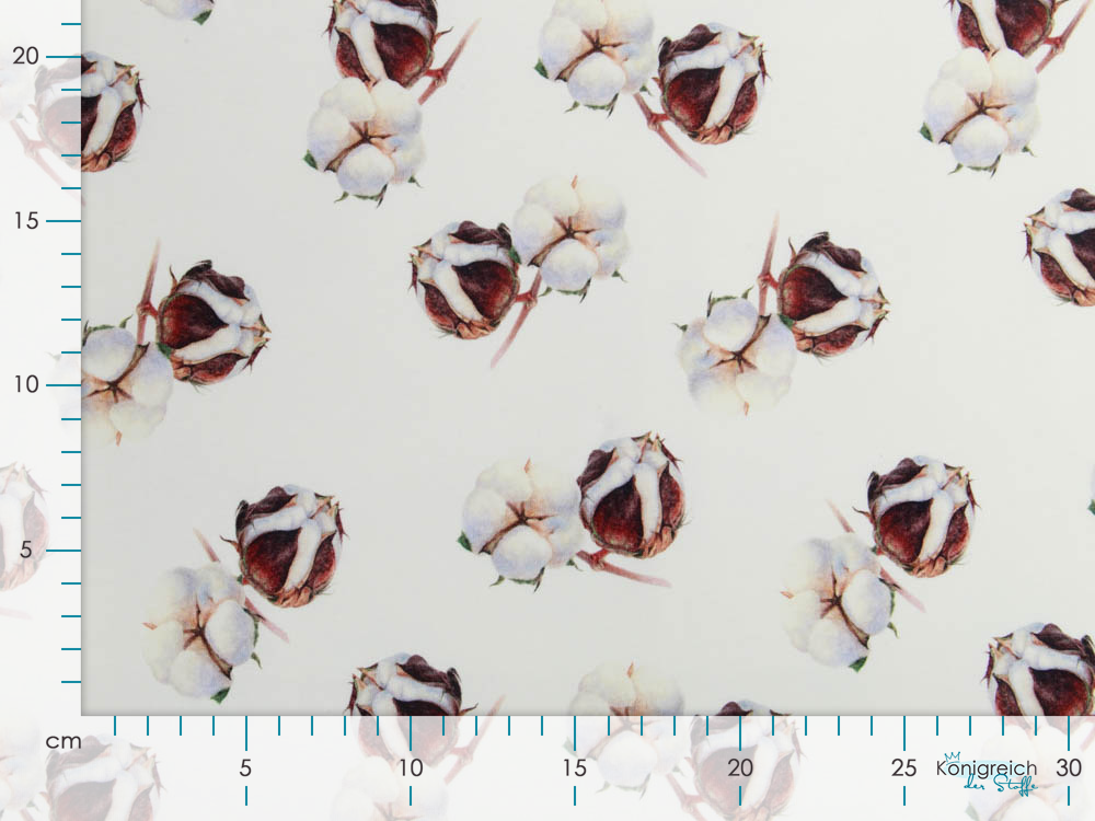 Jersey Digitaldruck Agena - Baumwollknospen - cremweiß