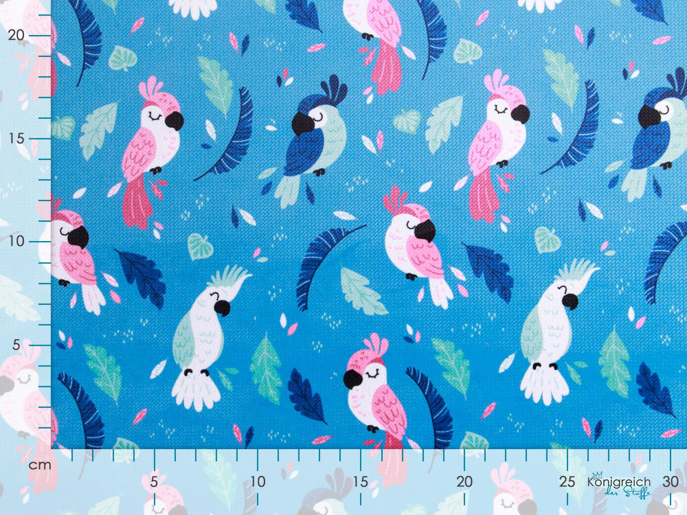 Struktur Velvet - verschiedene Papageien - petrol