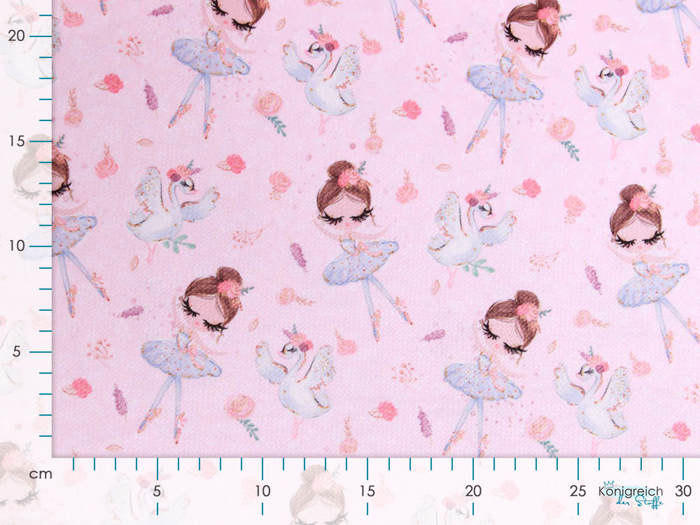 Struktur Velvet - kleine Ballerinas und Schwäne - rosa