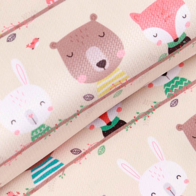 Struktur Velvet - schlafende Waldtiere - beige