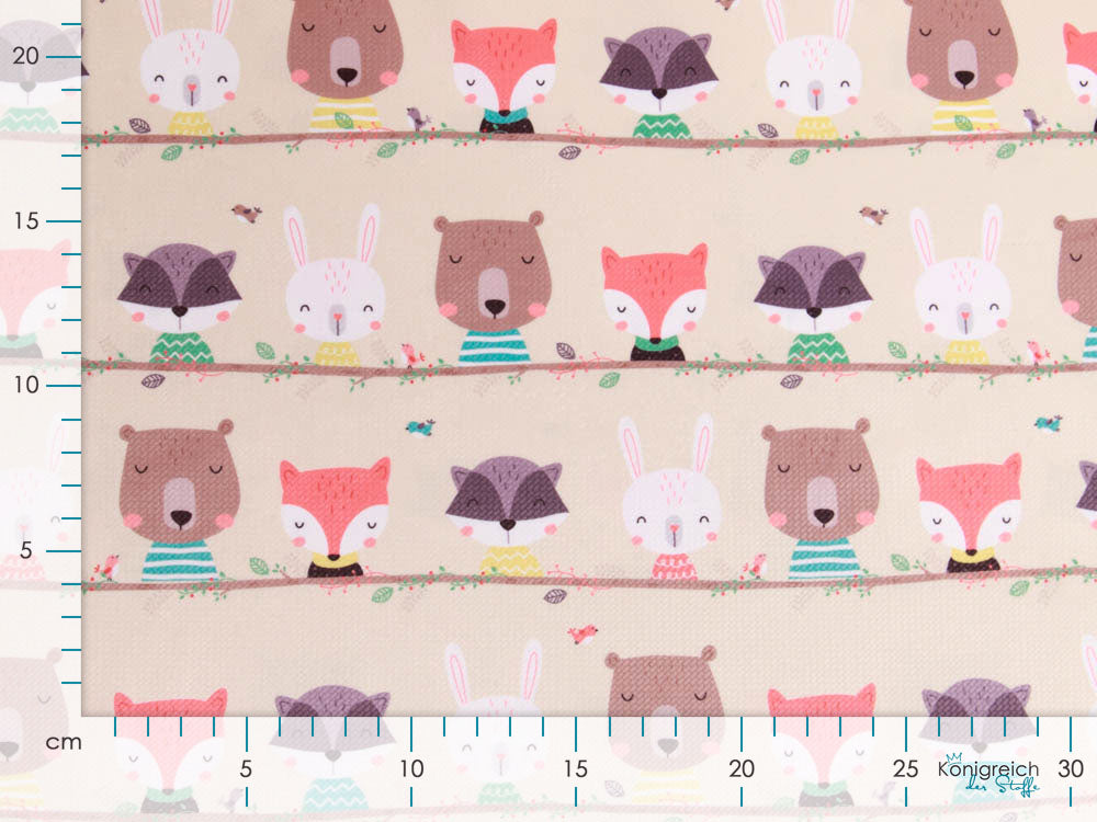 Struktur Velvet - schlafende Waldtiere - beige