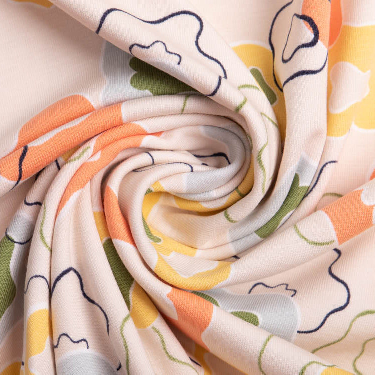 Jersey - große Farbklekse - helles beige