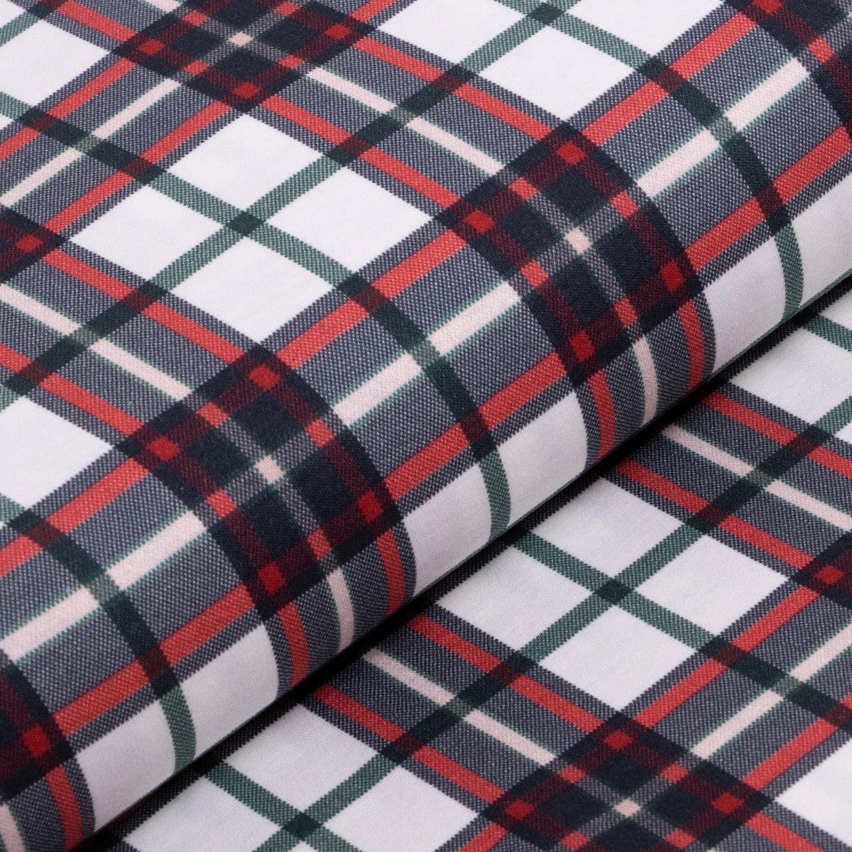 Interlock - Karomuster - creme/olive/rot