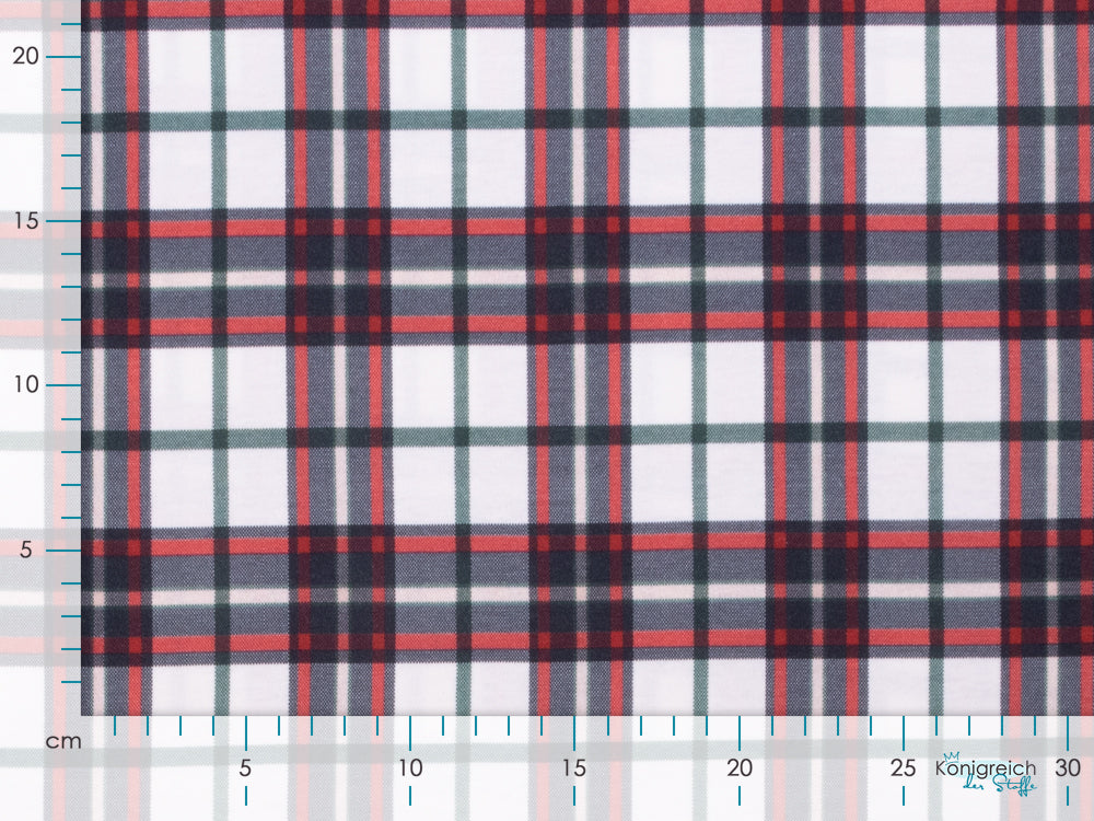 Interlock - Karomuster - creme/olive/rot