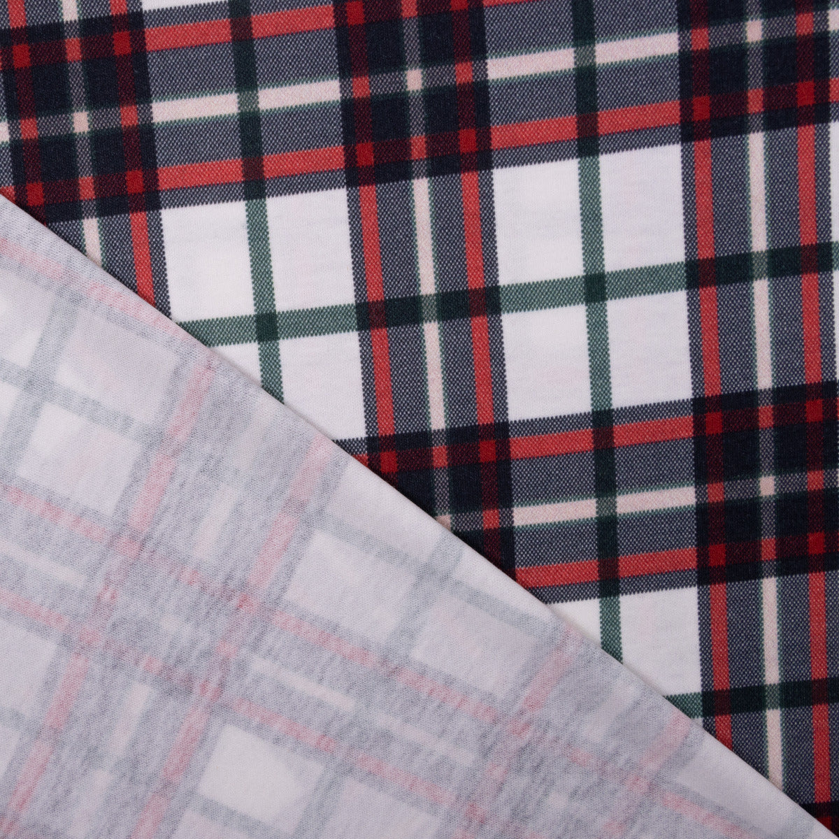 Interlock - Karomuster - creme/olive/rot