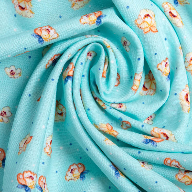 Webware Baumwolle by Klaranähta - Rosen und Pünktchen - mint