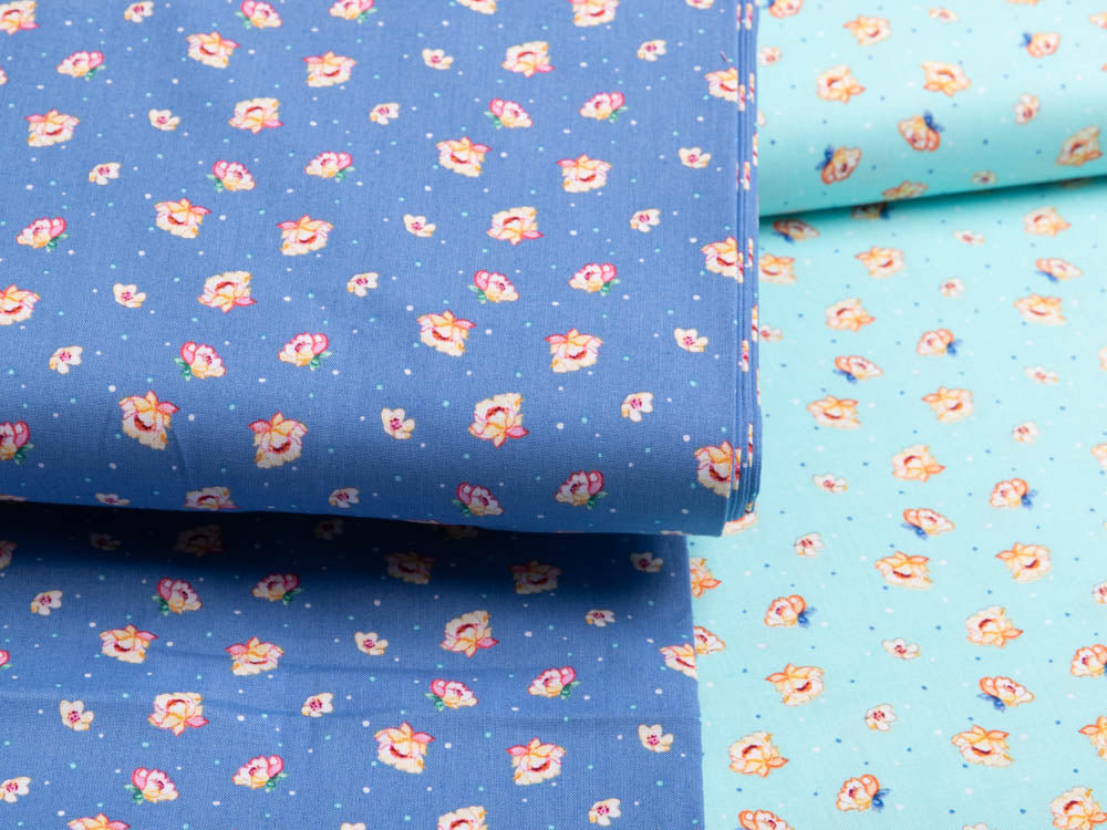 Webware Baumwolle by Klaranähta - Rosen und Pünktchen - mint