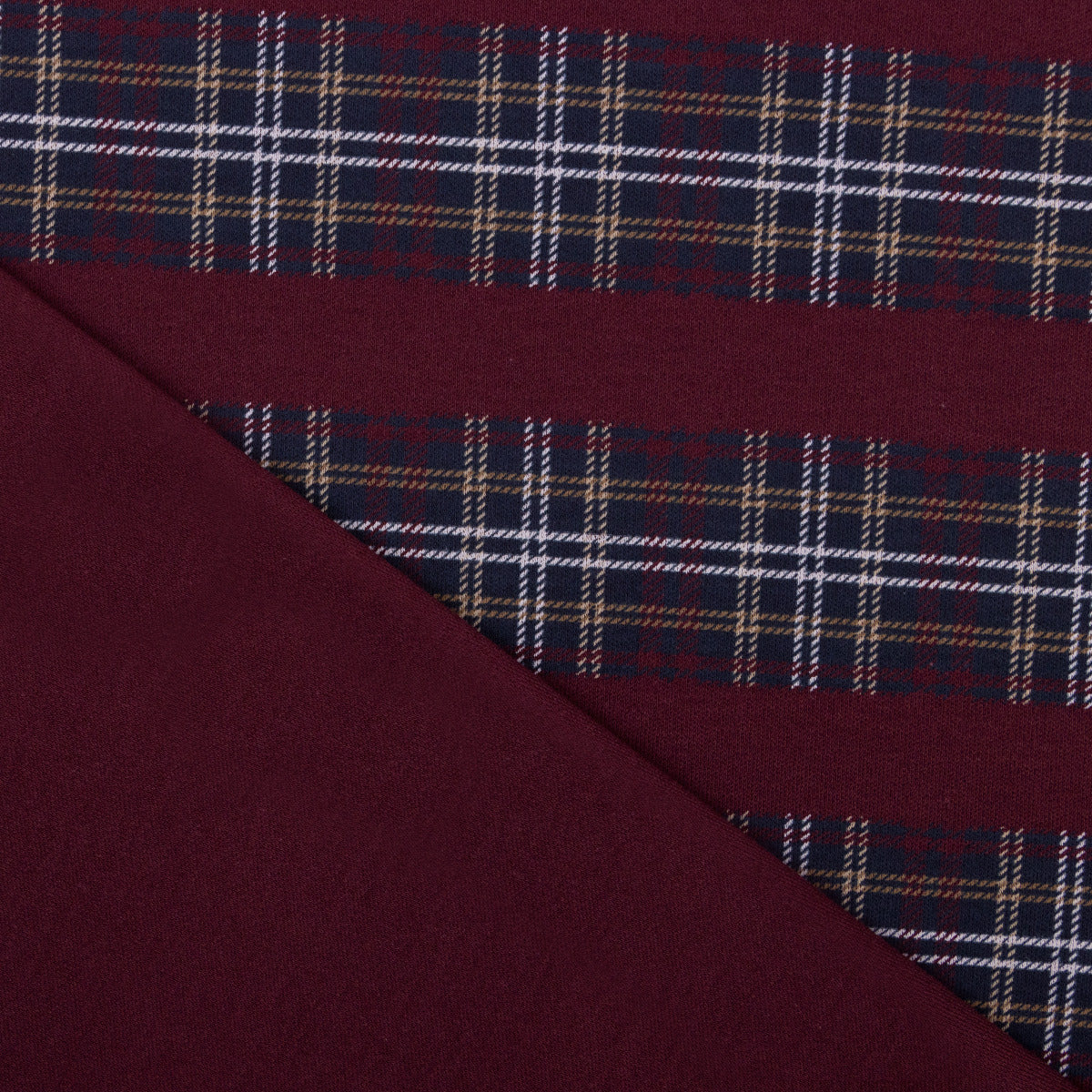 Interlock - gestreiftes Karomuster - bordeaux