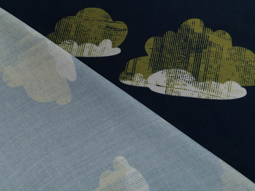 Webware Viskose Swafing Glowing Clods by Käselotti - schraffierte Wolken